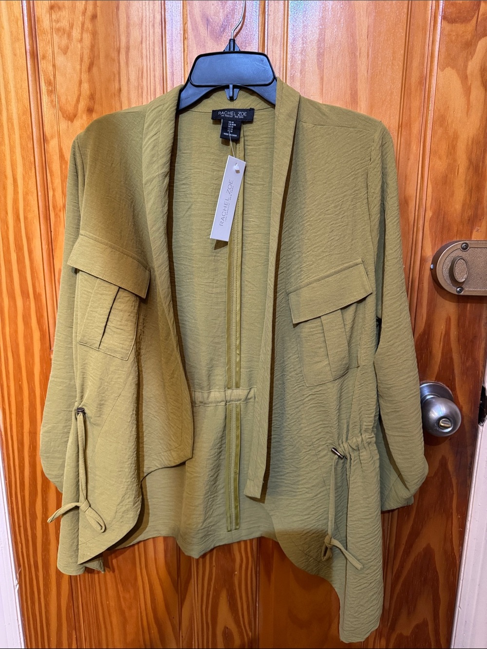 Rachel Zoe Olive Utility Open-Front Jacket